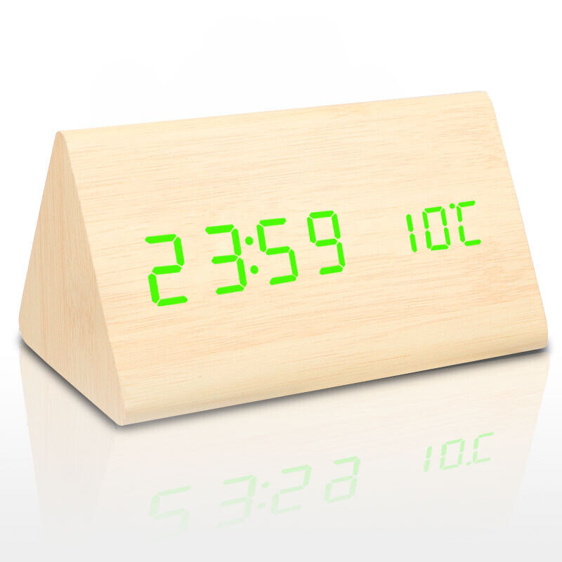 Wooden Digital Alarm Clock with temperature