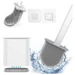 Flexible Toilet Brush And Holder Set For Bathroom