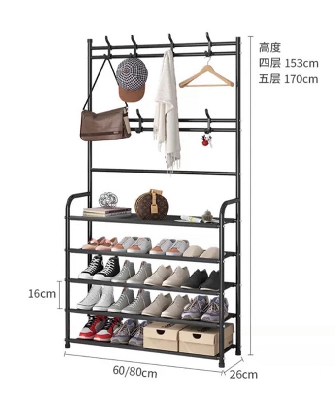 Multifunctional Shoe Rack Organizer Simple Floor Coat Rack Shoe Hat Rack 4 Layer