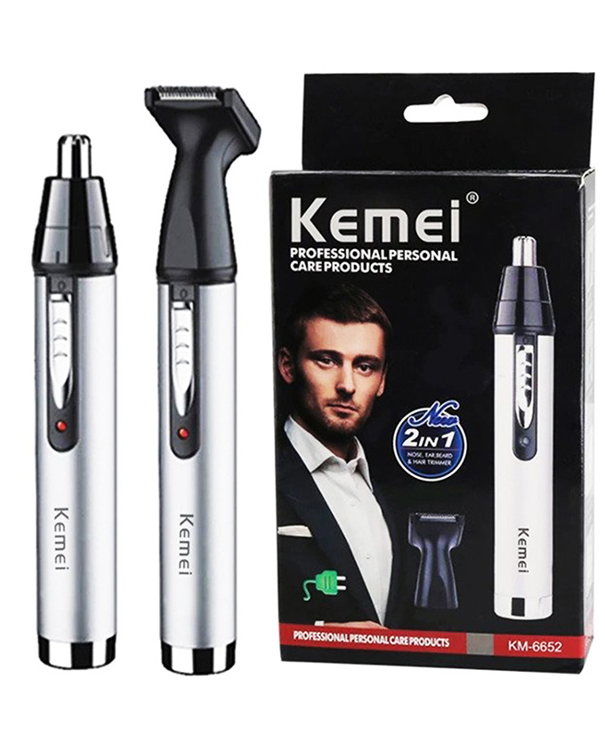 Kemei 6652 Rechargeable Nose Ear Hair Trimmer for Men & Women Grooming Kit