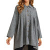 SHEIN Fold Pleated High Low Hem Linen Look Blouse
