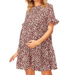 SHEIN Maternity Flounce Sleeve Ditsy Floral Smock Dress