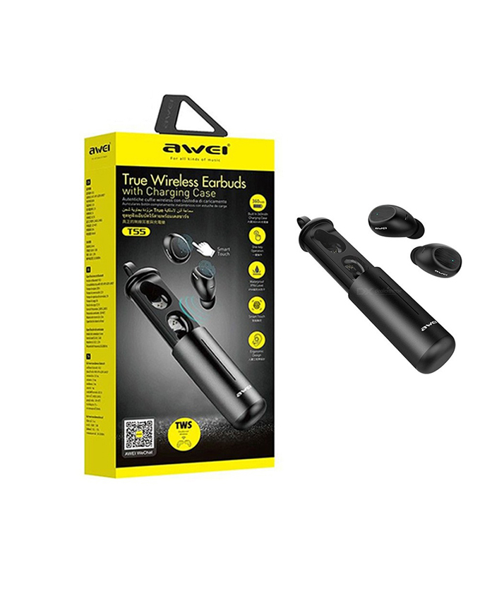 Awei T55 true wireless earbud with charging case