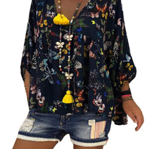 Woman Bohemia Long Sleeve Butterfly Printed