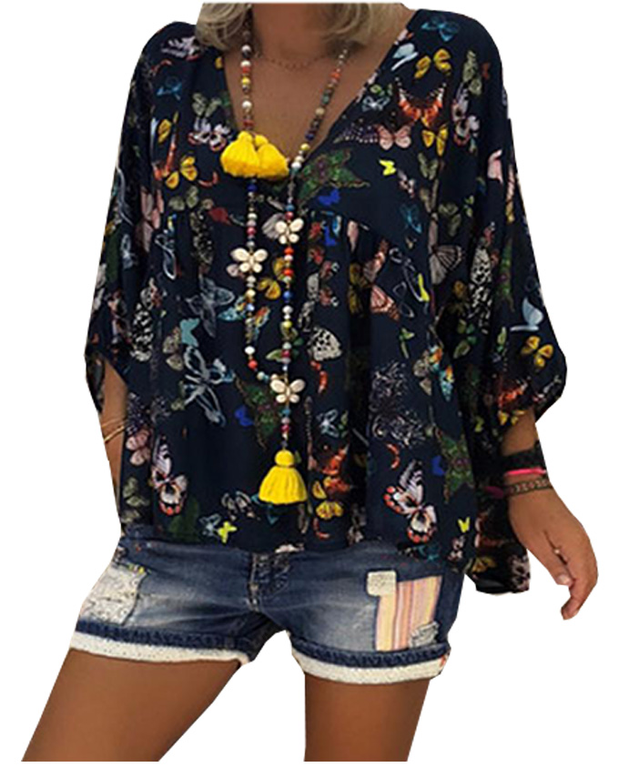 Woman Bohemia Long Sleeve Butterfly Printed