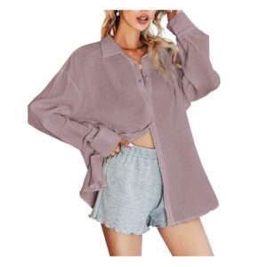 Button Up Drop Shoulder Blouse M