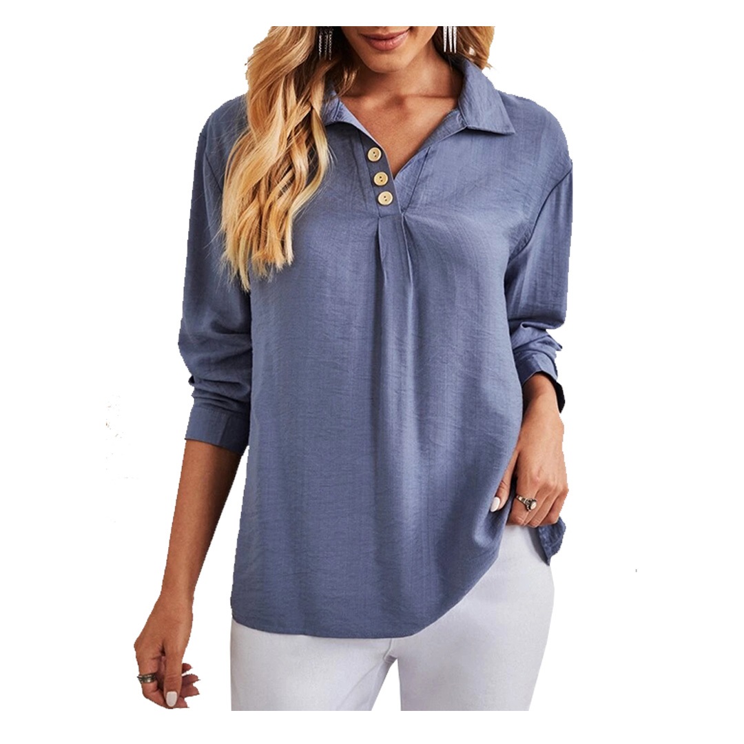 EMERY ROSE Solid Button Detail Blouse