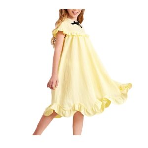 Girls Bow Front Frill Trim Smock Dress 9yrs