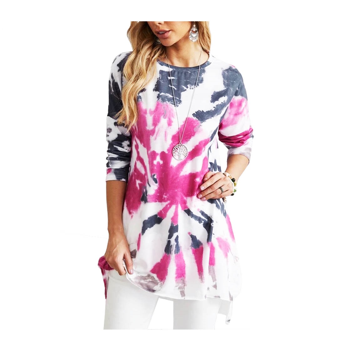 Tie Dye Side Split High Low Tee